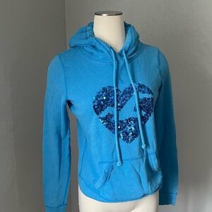 Hollister Blue Sequin Heart Hoodie